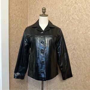 VTG Y2K GAP Black Patent Genuine Leather Jacket